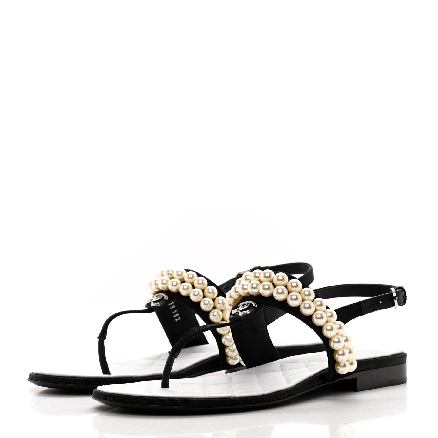 Grosgrain Pearl CC Sandals 39 Black