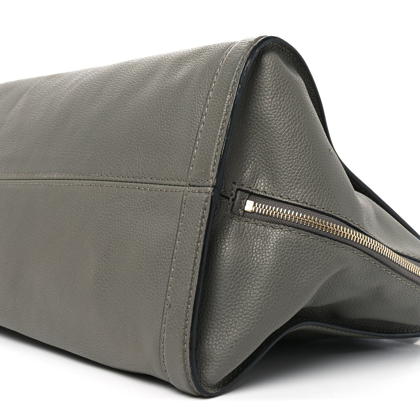 Pebbled Calfskin Large Skull Padlock Zip Around Tote Dark Grey
