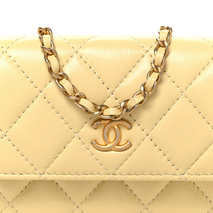 Chanel Lambskin Quilted Pearl Crush Clutch With Chain Yellow 9 of 11