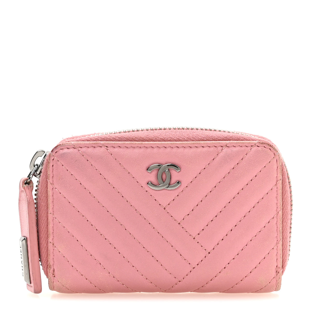 Chanel Lambskin Quilted Crossing Zip Around Coin Purse Pink 1 of 8