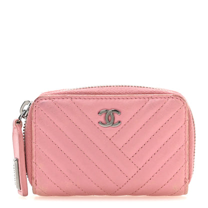 Chanel Lambskin Quilted Crossing Zip Around Coin Purse Pink 1 of 8