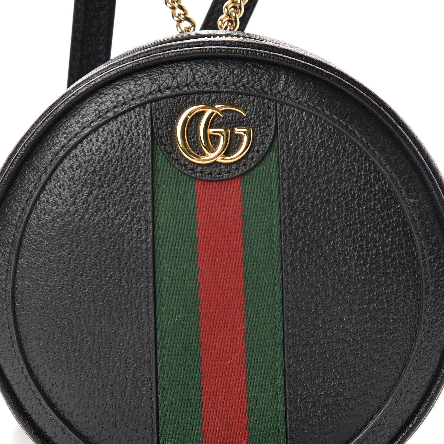 Gucci Grained Calfskin Web Mini Ophidia Round Backpack Black 8 of 13