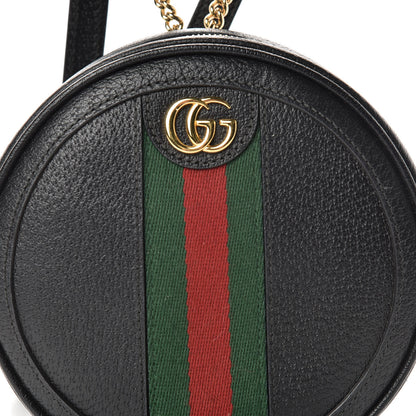 Gucci Grained Calfskin Web Mini Ophidia Round Backpack Black 8 of 13