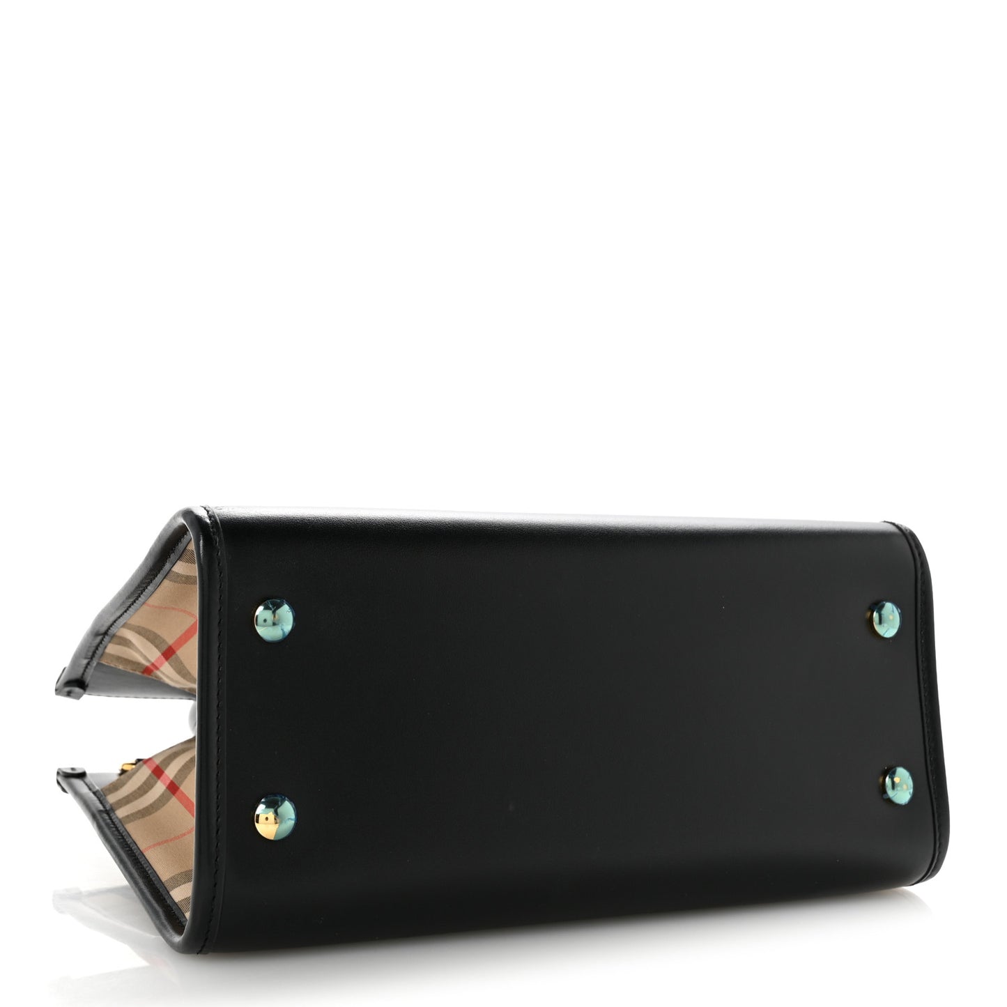Calfskin House Check Mini Two Handle Title Bag Black