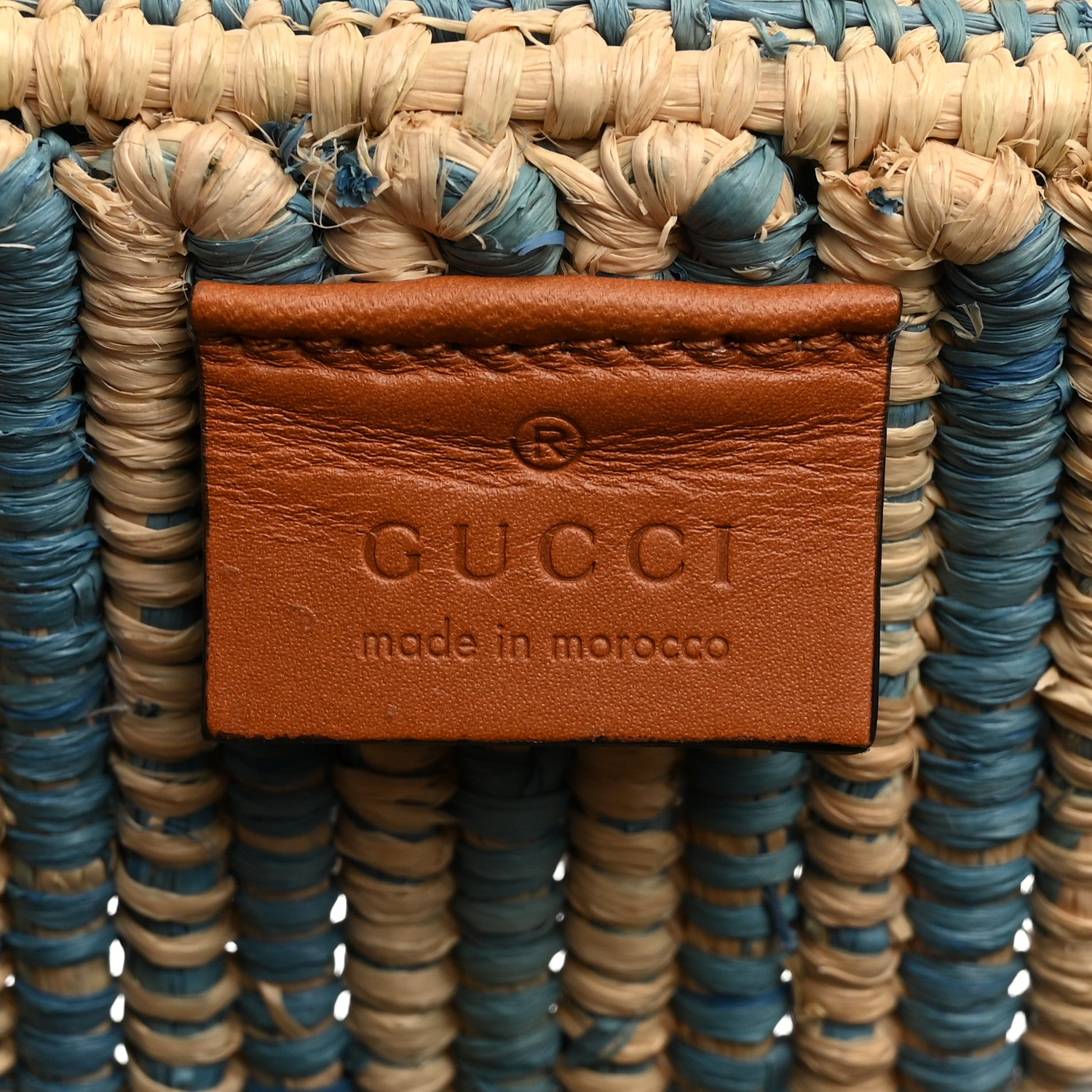 Gucci Raffia Woven Small GG Marmont Shoulder Bag Natural Light Blue 6 of 10