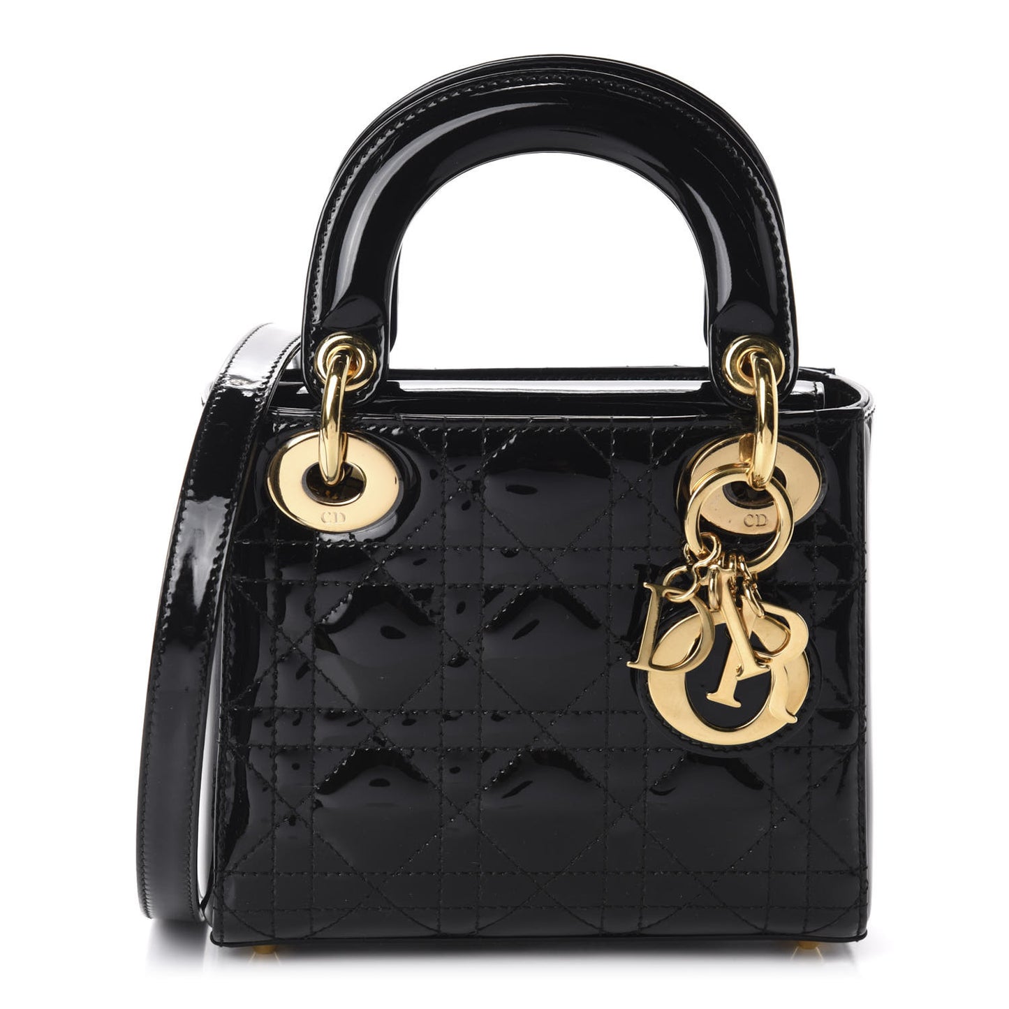 Patent Cannage Mini Lady Dior Black