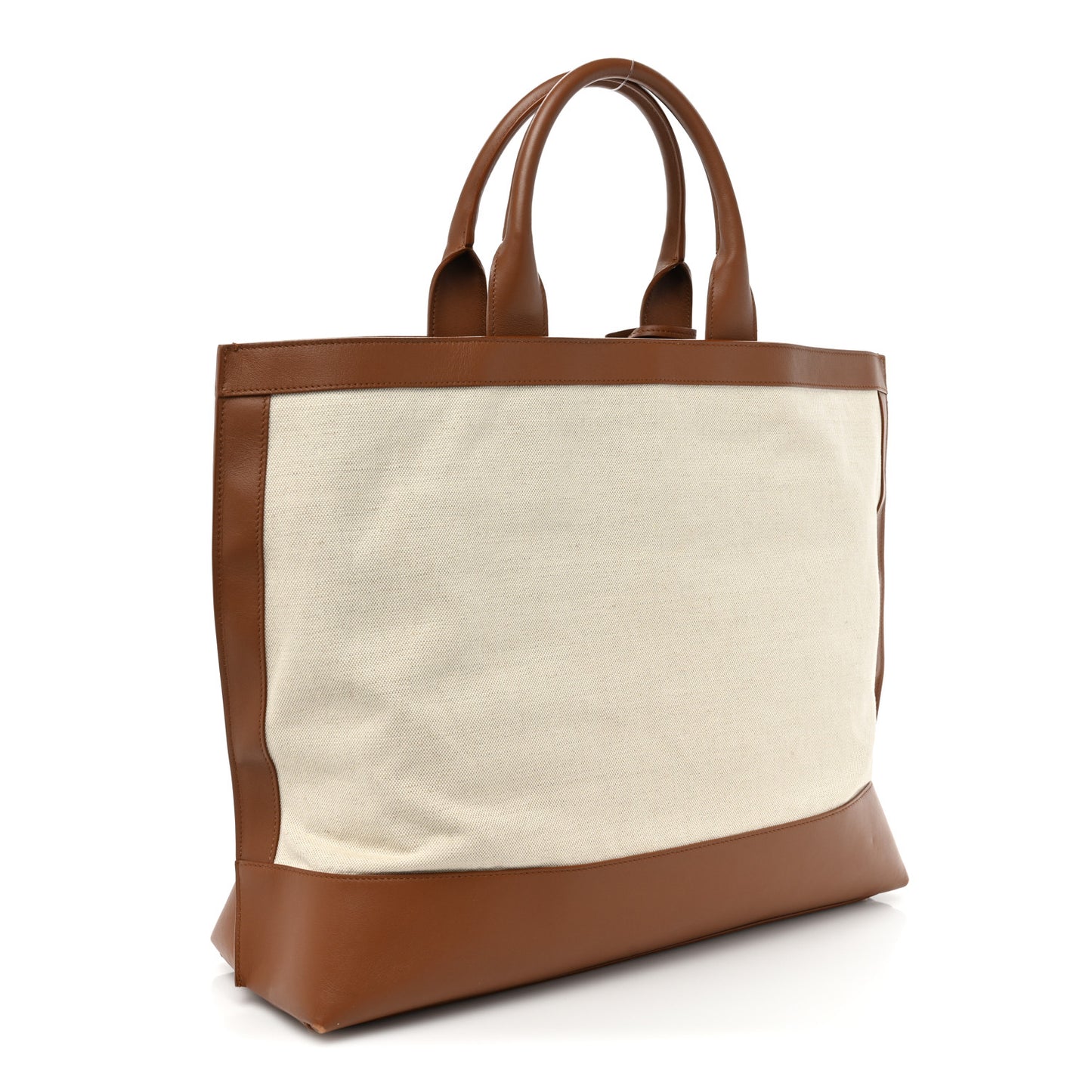 Calfskin Linen Two Tone Cabas Tote Beige