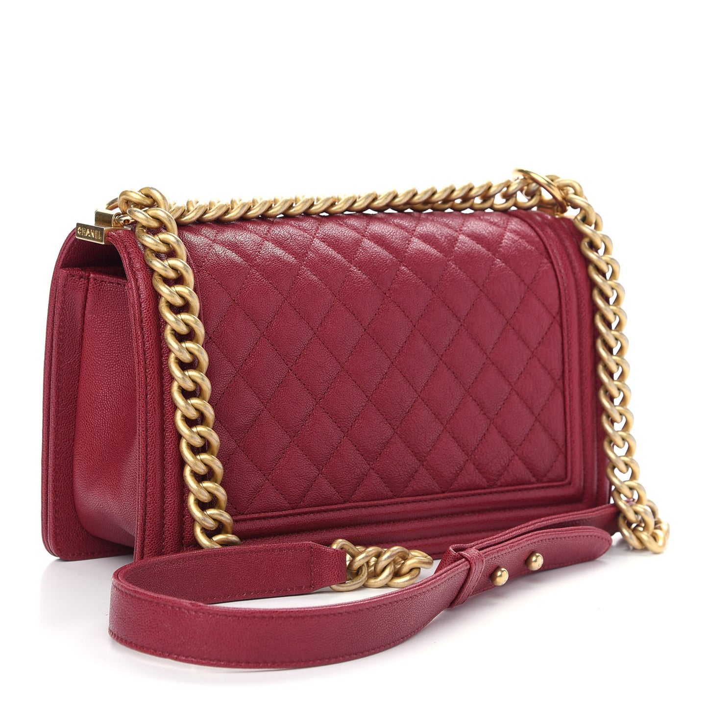 Caviar Quilted Medium Boy Flap Red