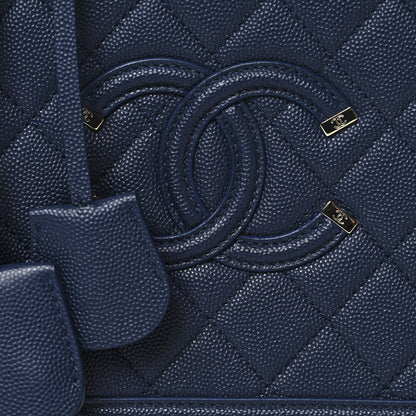 Chanel Caviar Quilted Medium CC Filigree Vanity Case Navy 8 of 10