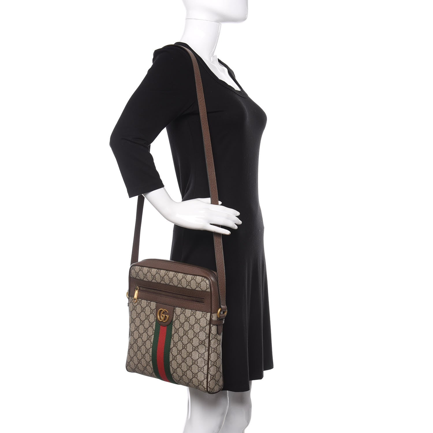 Gucci GG Supreme Monogram Web Medium Ophidia Messenger Bag Brown 2 of 12