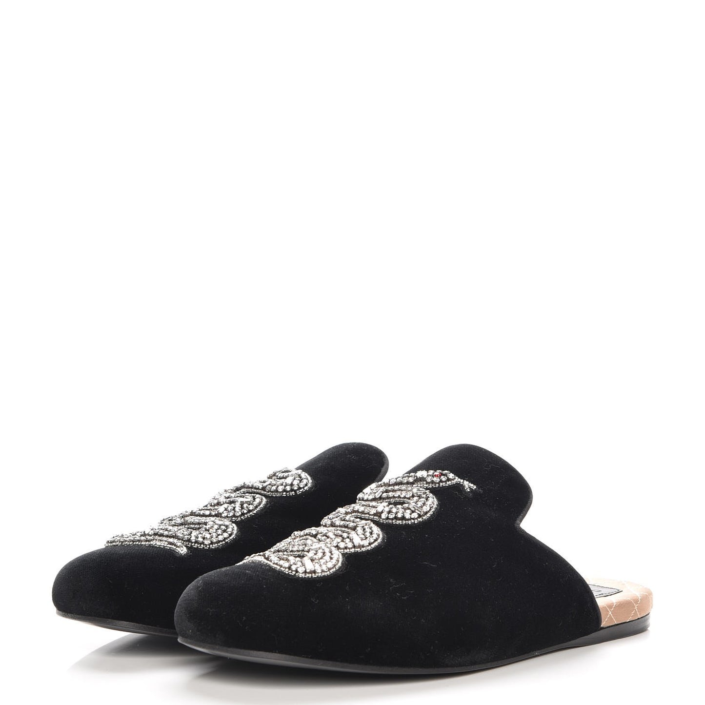 Velvet Embellished Evening Slipper 40 Black
