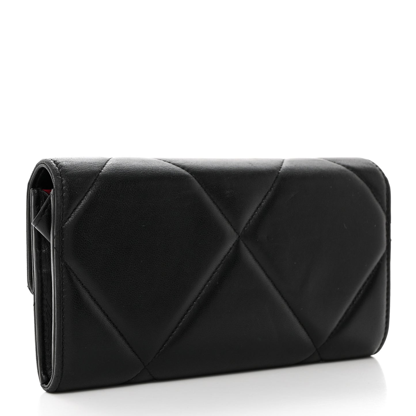 Lambskin Quilted Chanel 19 Flap Wallet Black