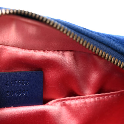 Gucci Velvet Matelasse Small GG Marmont Chain Shoulder Bag Cobalt 7 of 12
