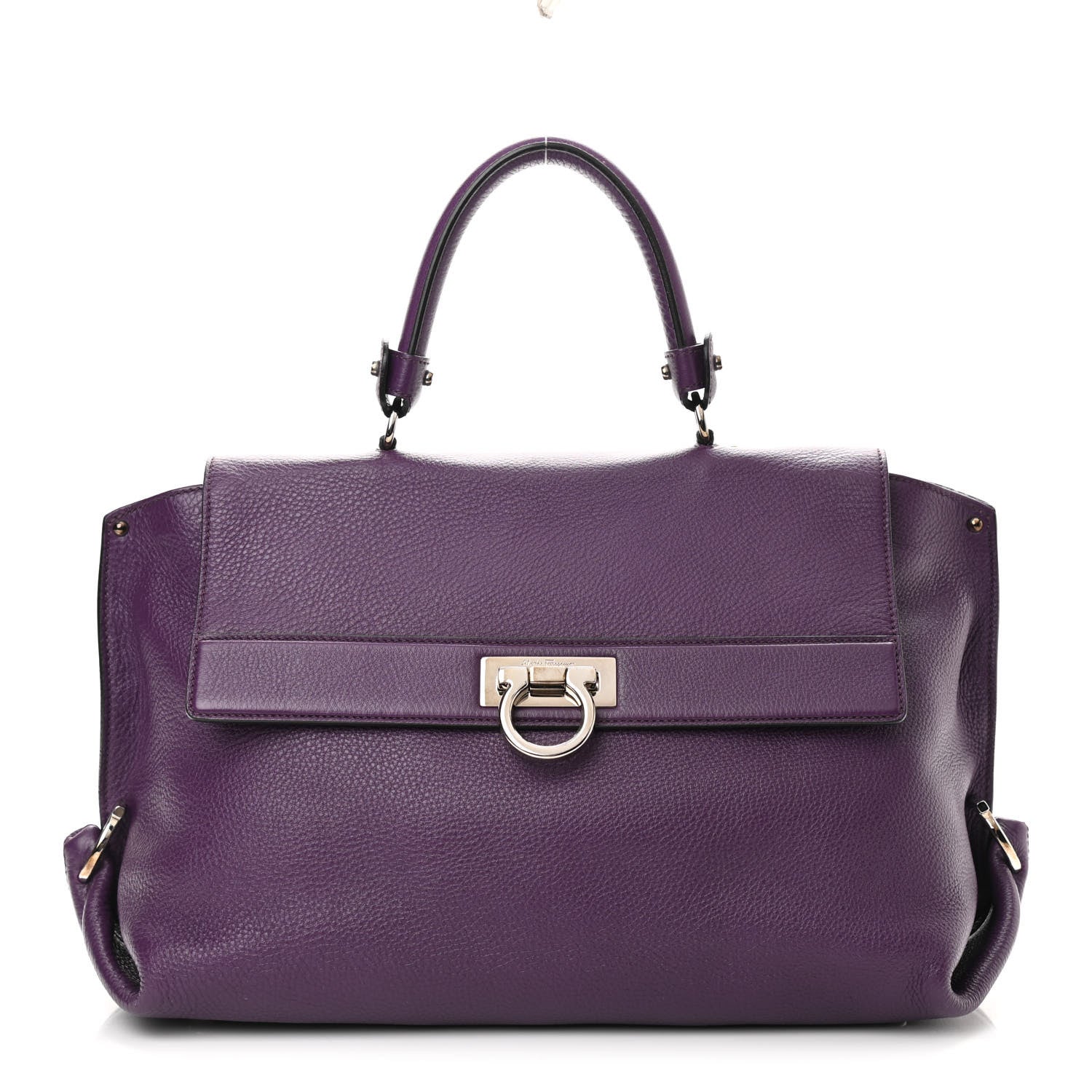 Salvatore Ferragamo Calfskin Large Sofia Satchel Purple 1 of 10
