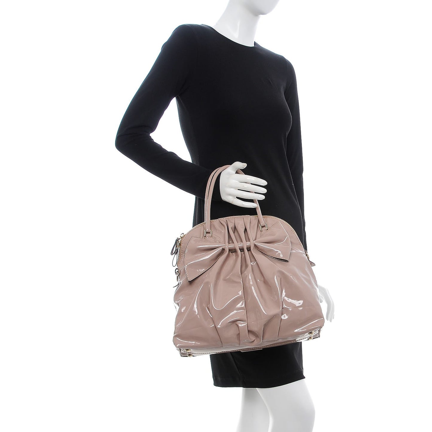 Patent Lacca Bow Dome Tote Blush Nude