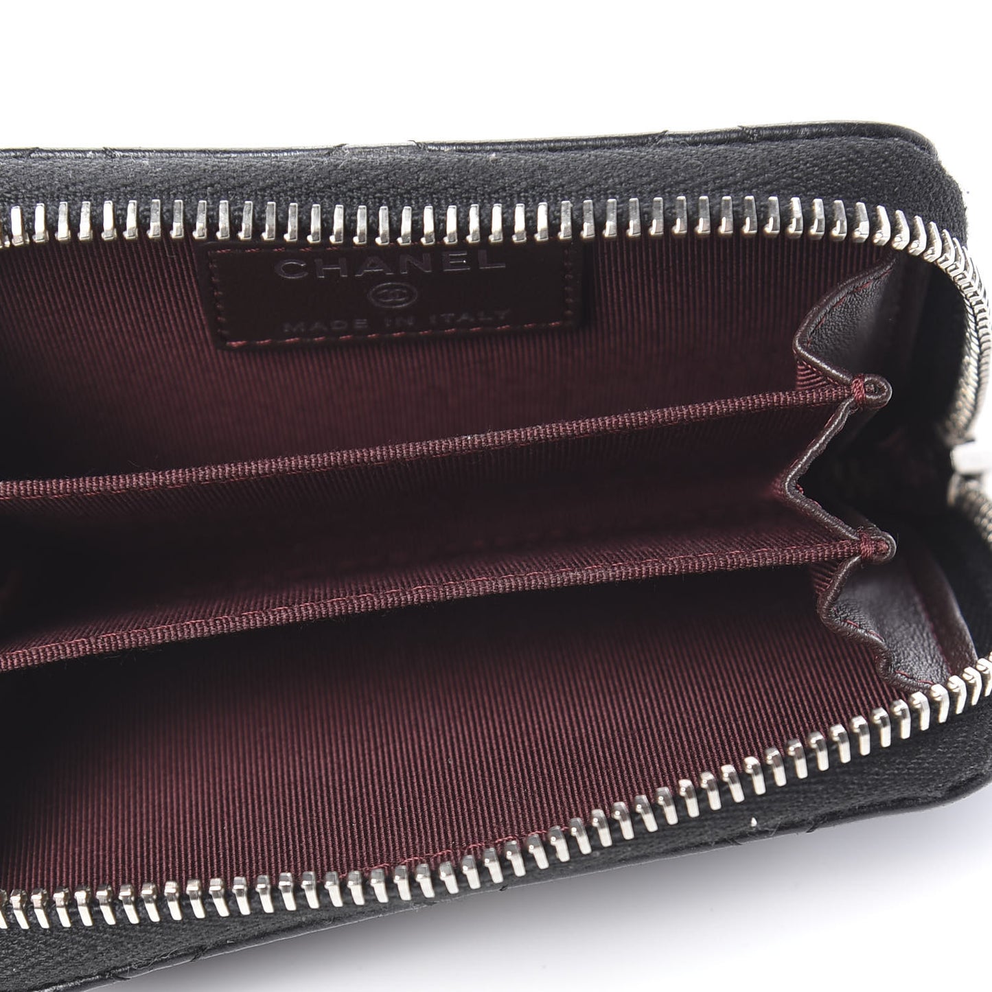 Lambskin Quilted Zip Coin Purse Black