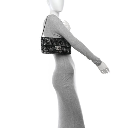 Chanel Sequin Quilted Pearl CC Flap Clutch Black 2 of 11