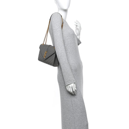 Saint Laurent Grain De Poudre Textured Mixed Matelasse Medium Triquilt Monogram Satchel Fog 2 of 9