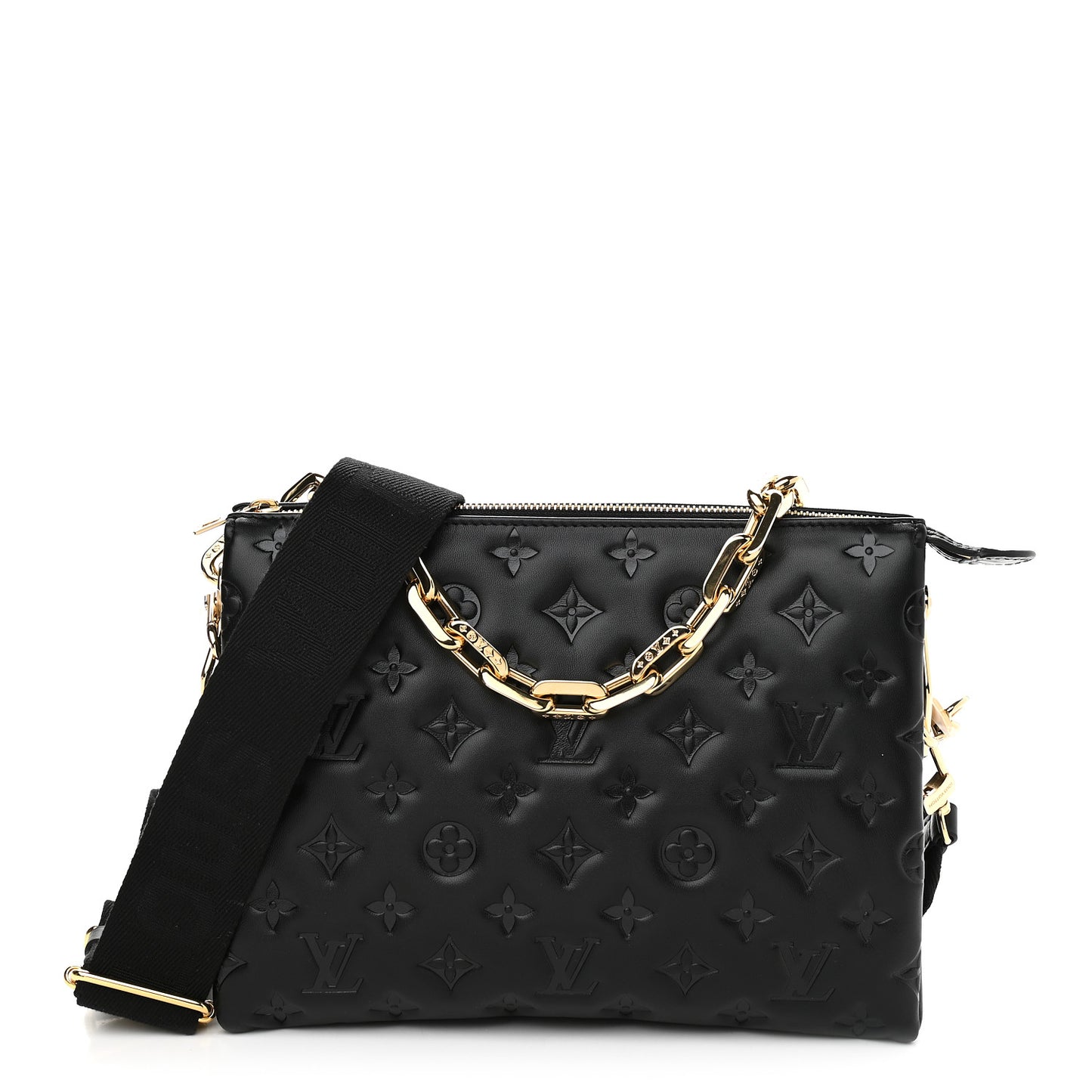 Lambskin Embossed Monogram Coussin PM Black