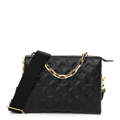 Louis Vuitton Lambskin Embossed Monogram Coussin PM Black 1 of 8