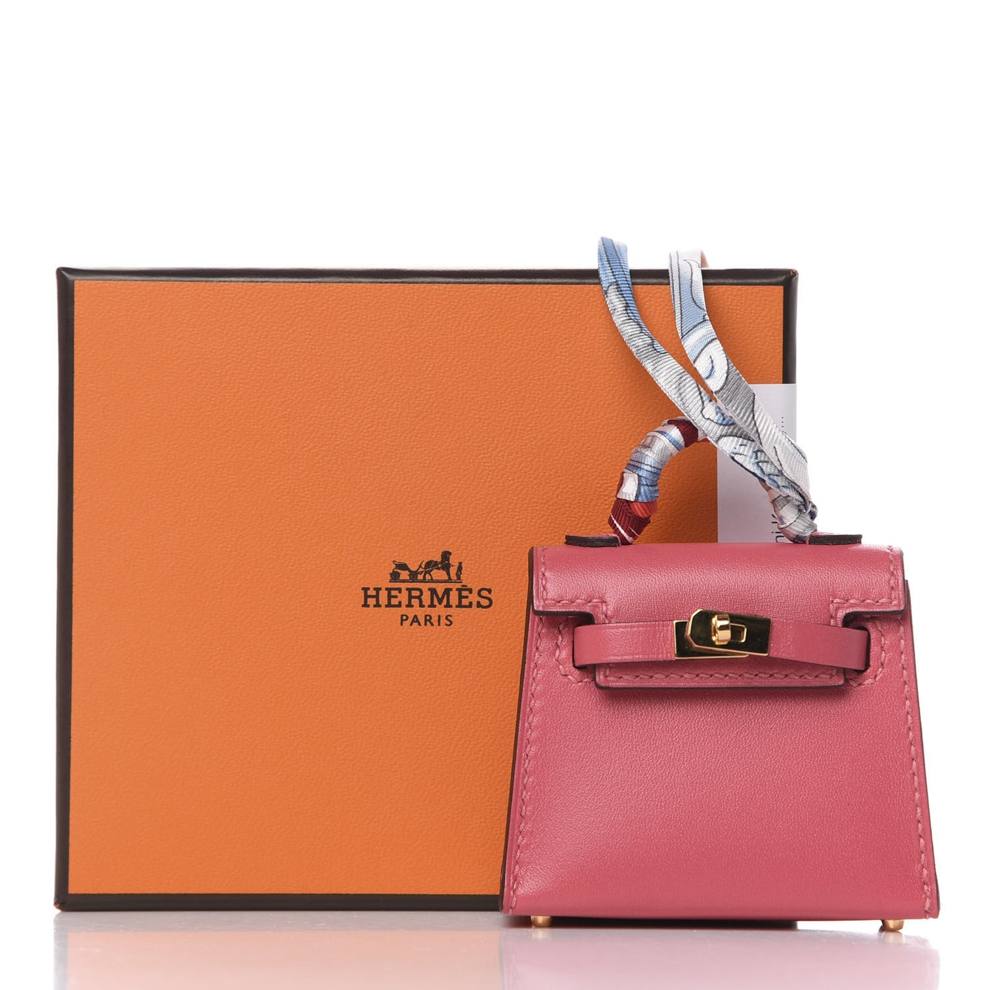 Tadelakt Mini Kelly Twilly Bag Charm Rose Lipstick