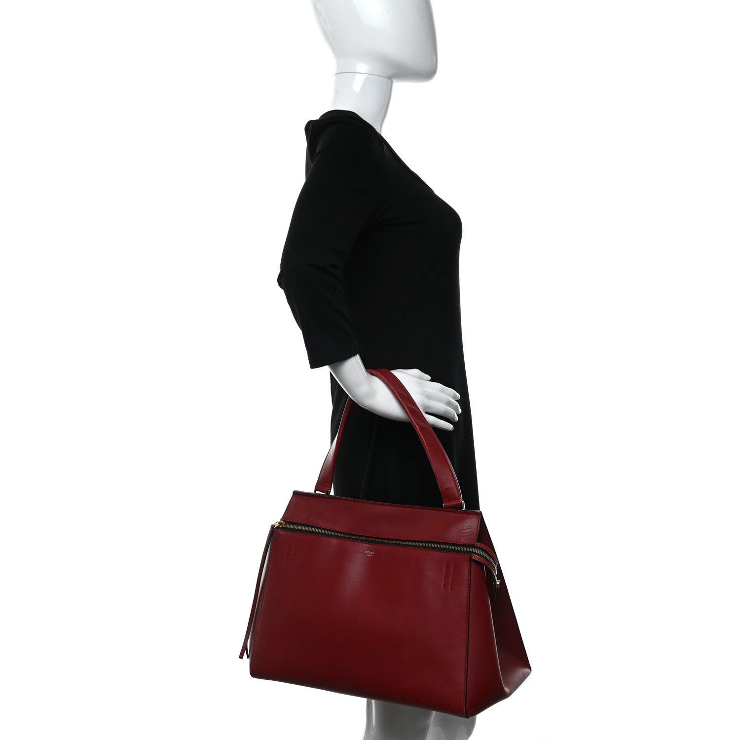 Celine Smooth Calfskin Large Edge Shoulder Bag Red 2 of 14