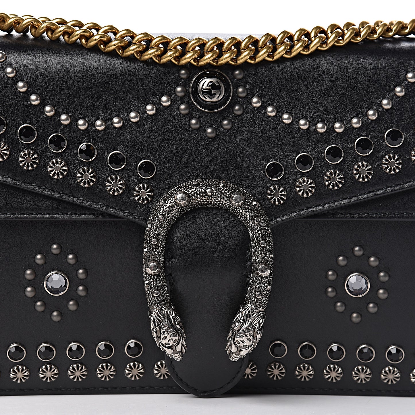 Calfskin Studded Small Dionysus Shoulder Bag Black