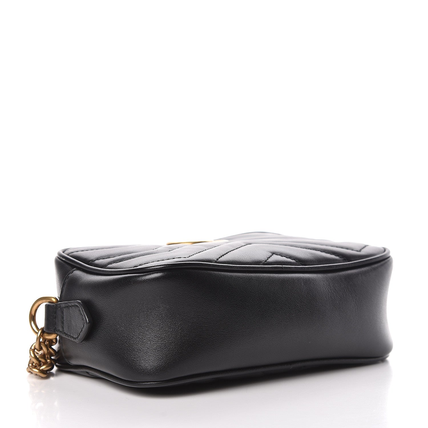 Gucci Calfskin Matelasse Mini GG Marmont Chain Shoulder Bag Black 4 of 11