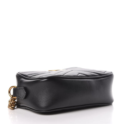 Gucci Calfskin Matelasse Mini GG Marmont Chain Shoulder Bag Black 4 of 11