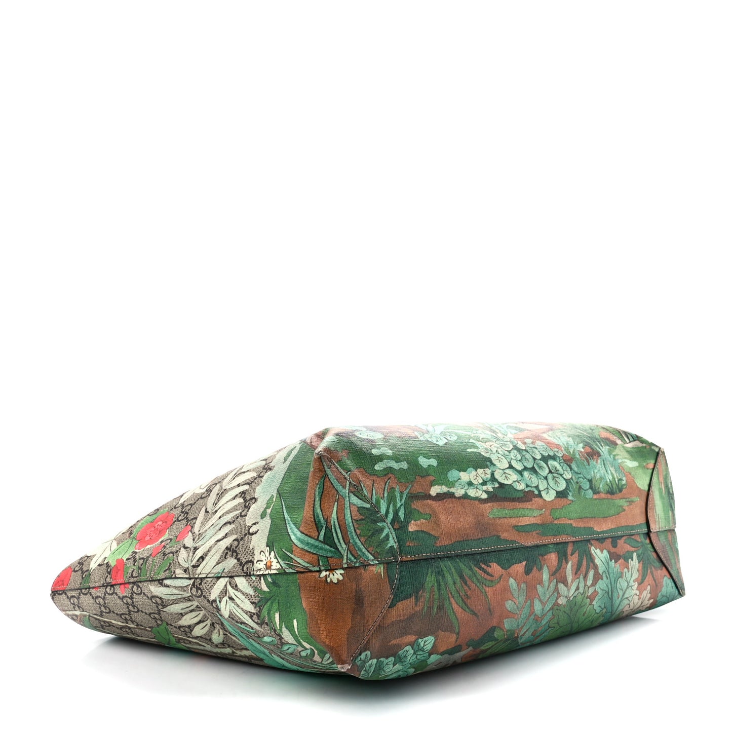 GG Supreme Monogram Tian Medium Shopping Tote Beige Multicolor Red