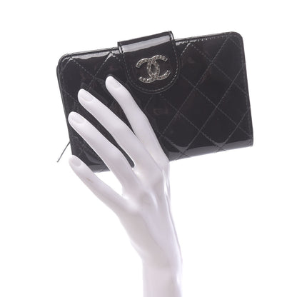 Chanel Patent Quilted Brilliant Zipped Pocket Wallet Black 2 of 8