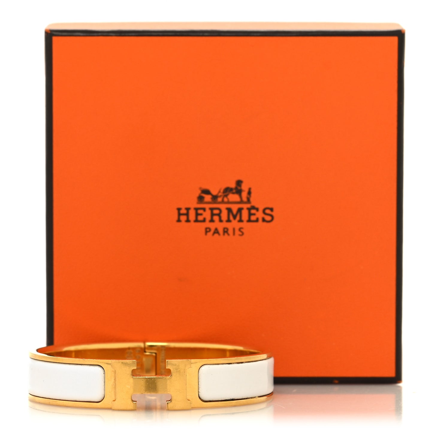 Enamel Narrow Clic Clac H Bracelet PM White