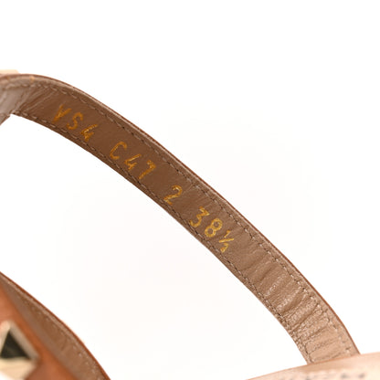 Valentino Garavani Calfskin Nappa Rockstud 60mm Caged Slide Sandals 38.5 Almond Beige 8 of 9