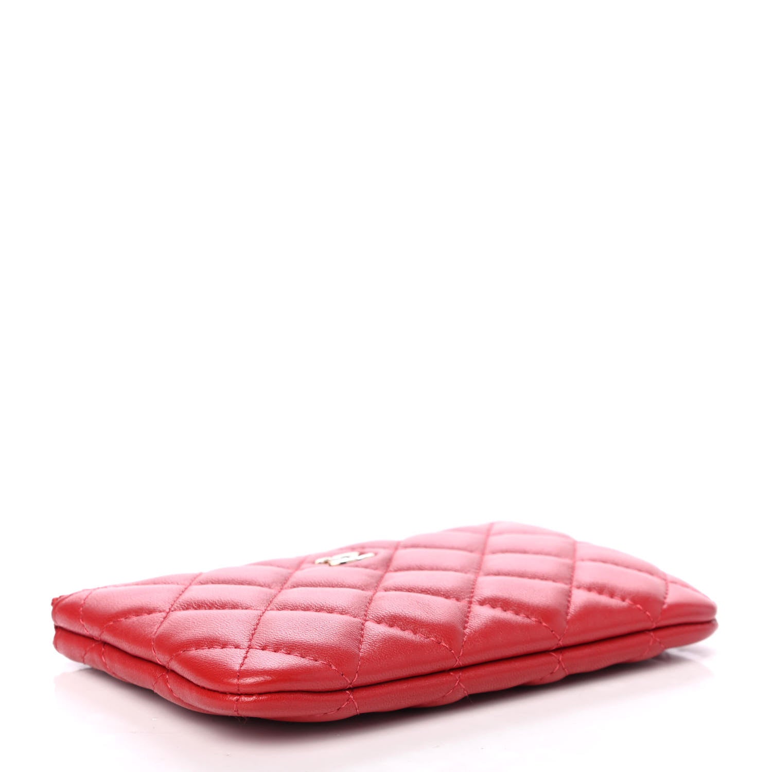 Chanel Lambskin Quilted Small Cosmetic Case Red 3 of 4