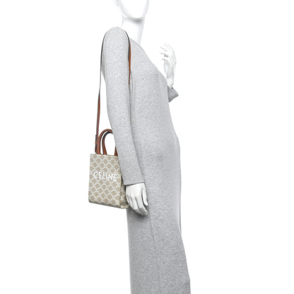Celine Triomphe Canvas Calfskin Mini Vertical Cabas Grege 2 of 13