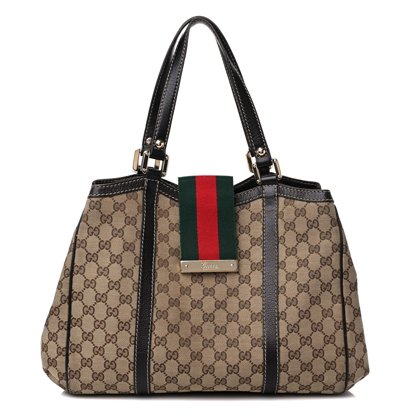 Monogram New Ladies Web Tote Dark Brown