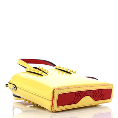 Christian Louboutin Patent Calfskin Spikes Mini East West Cabata Tote Yellow 4 of 9