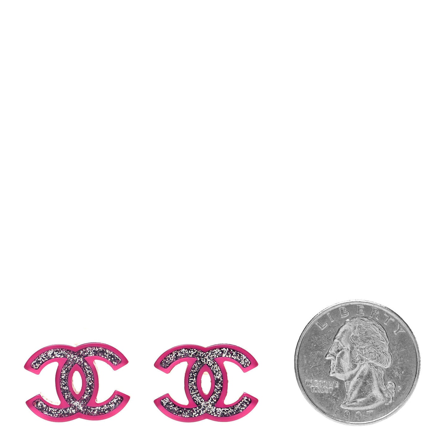 Glitter Resin CC Earrings Silver Pink