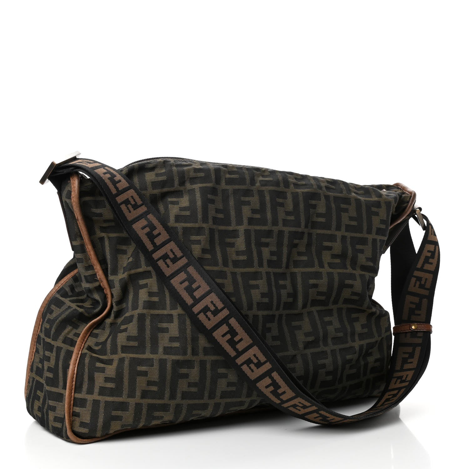 Fendi Zucca Vitello Patchwork Shoulder Flap Bag Tobacco Sabbia 2 of 4