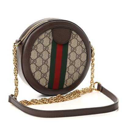Gucci GG Supreme Monogram Web Mini Ophidia Round Shoulder Bag Brown 3 of 10