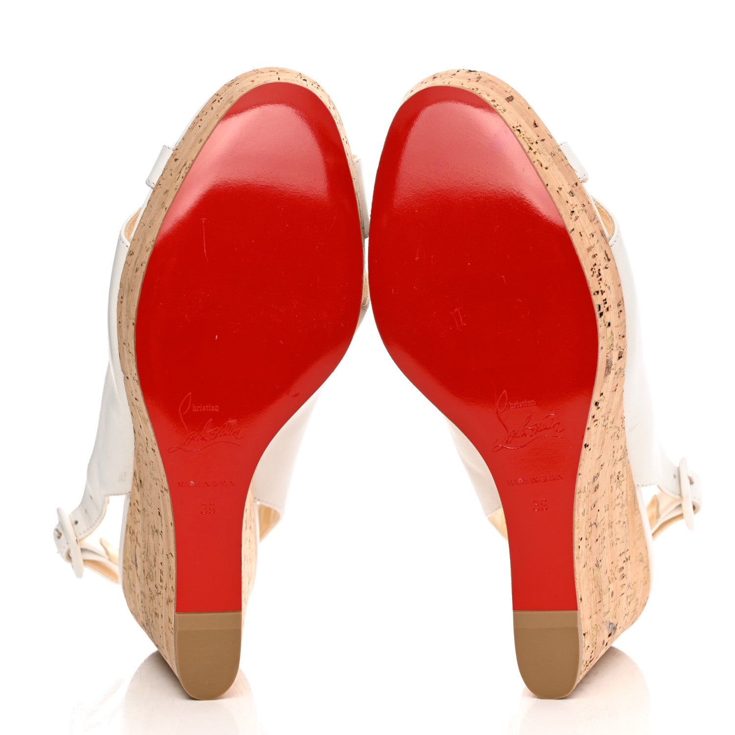 Christian Louboutin Nappa Cork Reine De Liege 120 Wedges 39 White Natural 5 of 12