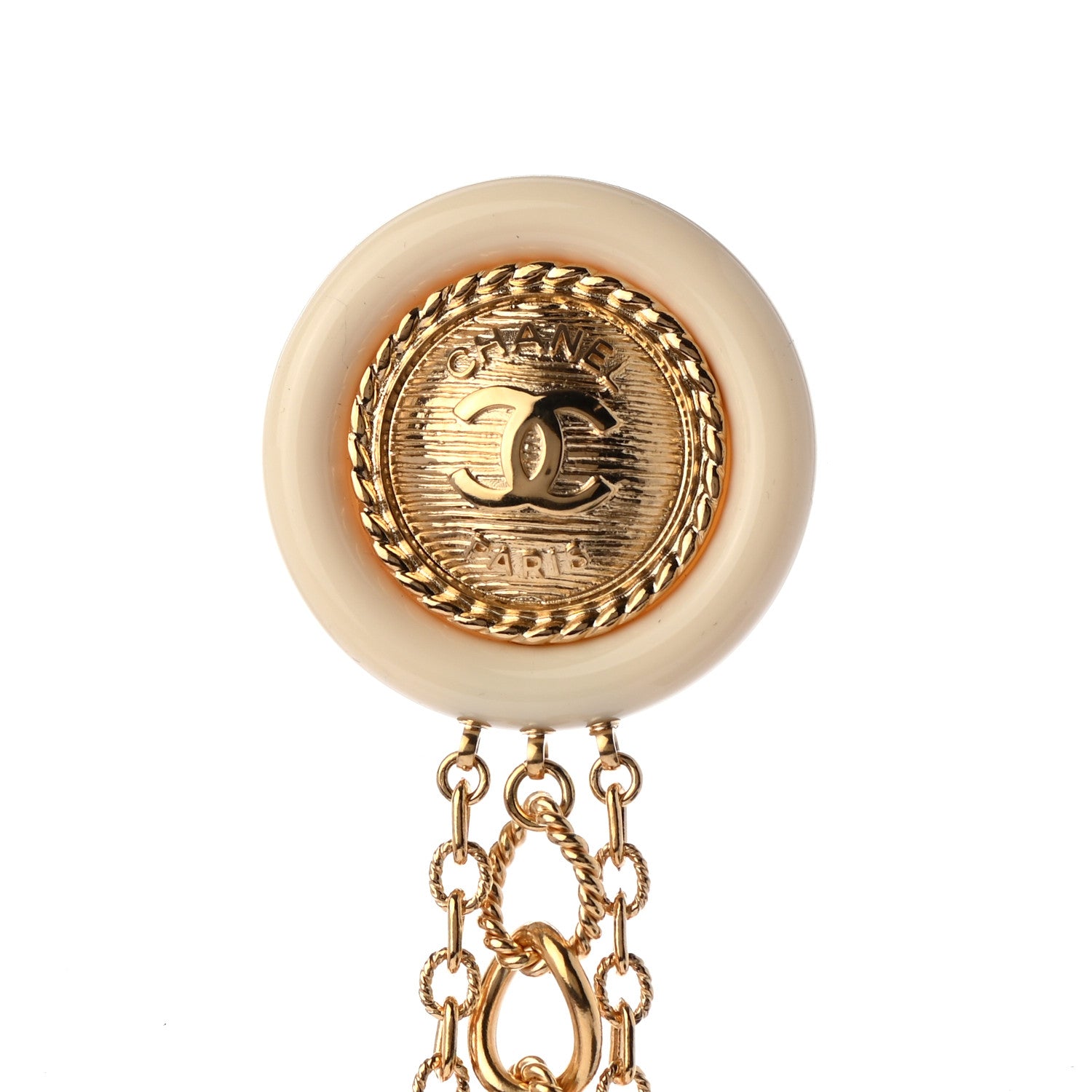 Chanel CC Medallion Multi Strand Long Chain Brooch Gold 3 of 6