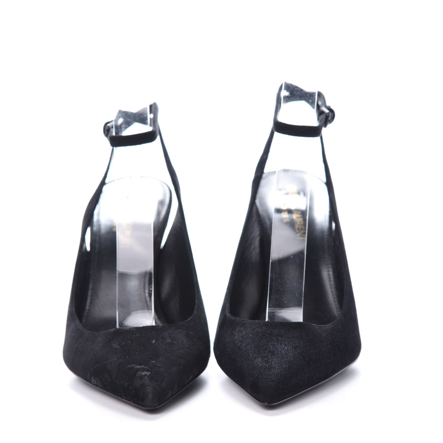 Saint Laurent Suede Opyum 110 Slingback Sandals 37 Black 2 of 11