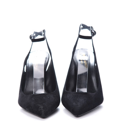 Saint Laurent Suede Opyum 110 Slingback Sandals 37 Black 2 of 11