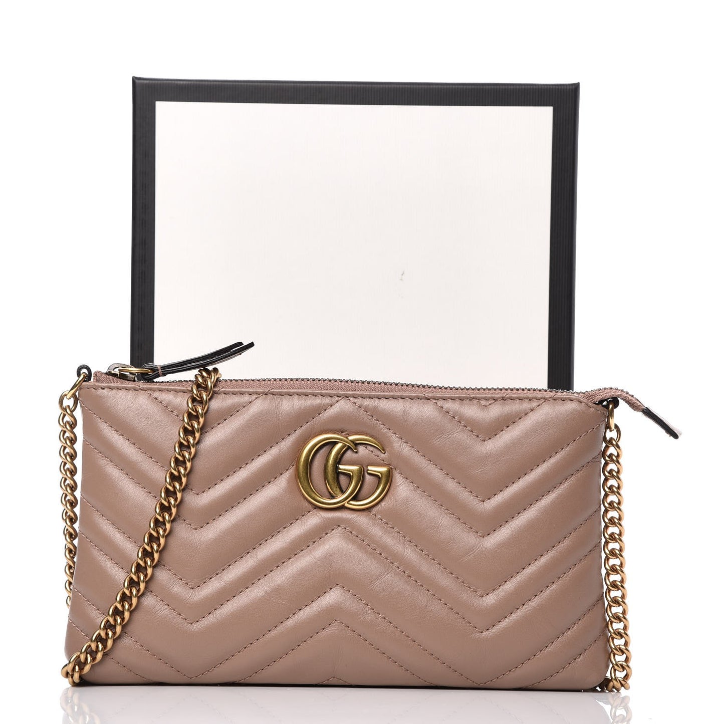 Calfskin Matelasse Mini GG Marmont Chain Bag Porcelain Rose