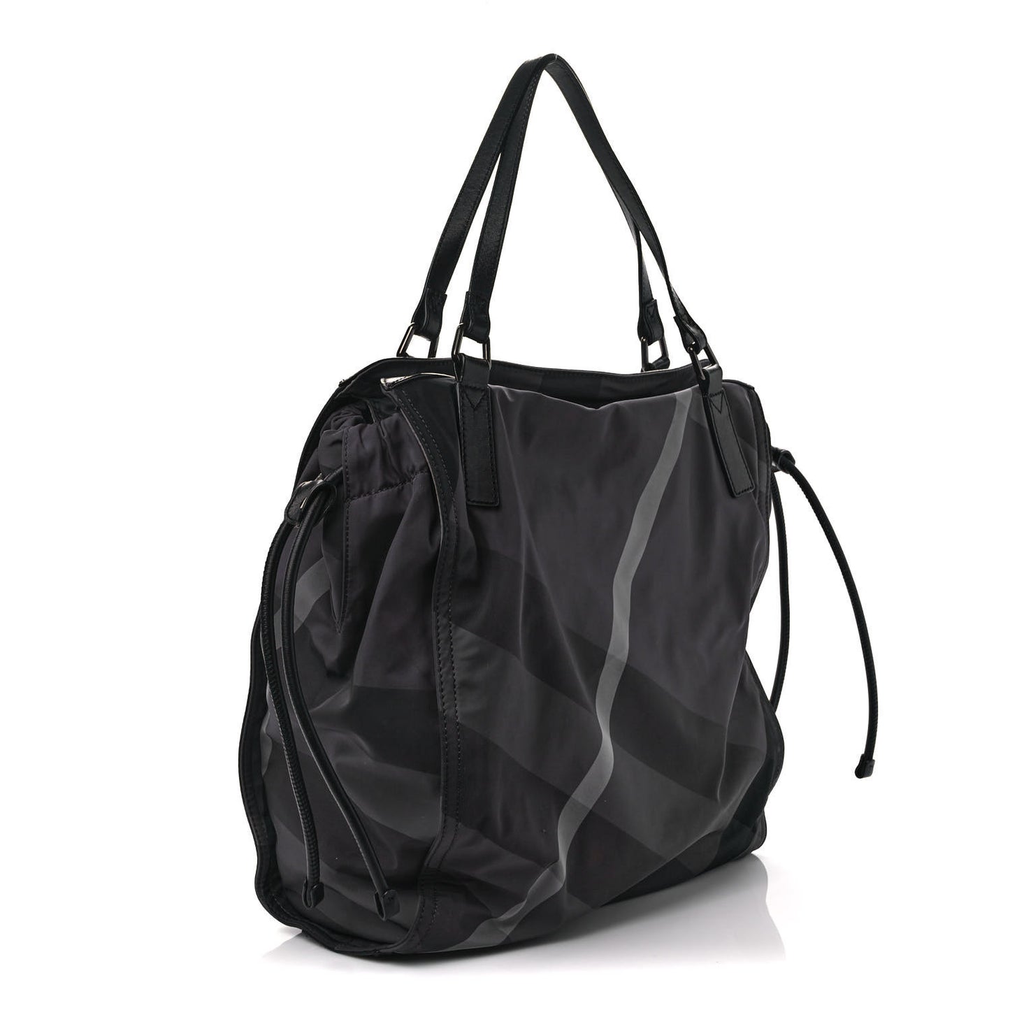 Nylon Check Buckleigh Packable Tote Charcoal