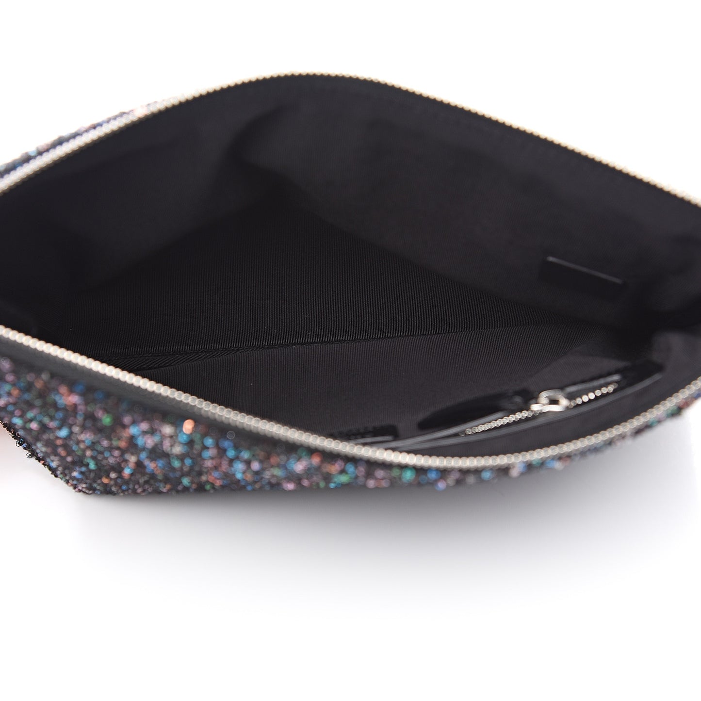 Canvas Sequin Medium Deauville Cosmetic Pouch Black