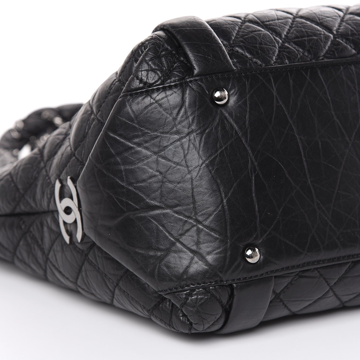 Chanel Distressed Lambskin Vintage Ligne L Lady Braid Tote Black 8 of 10