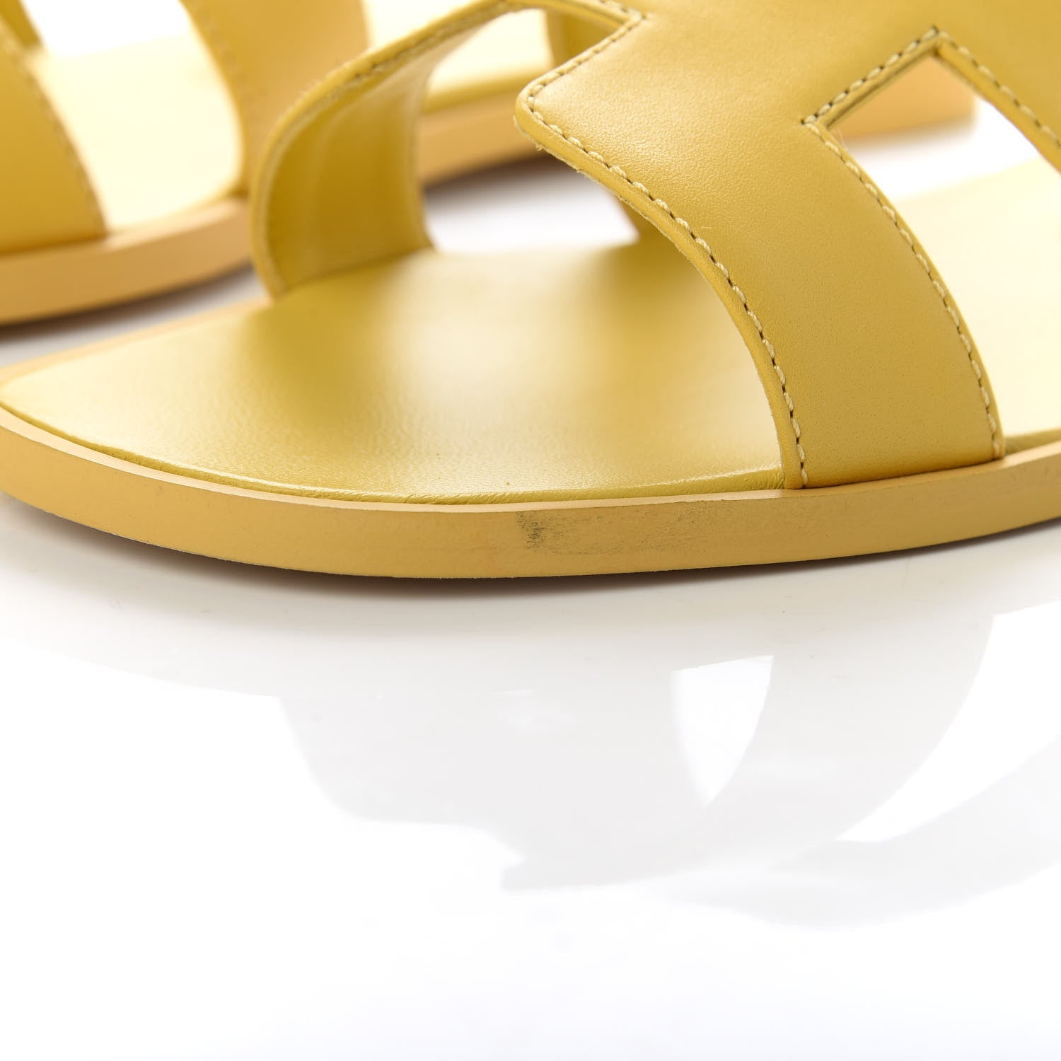 Hermes Calfskin Oran Sandals 36 Jaune Citron 3 of 11