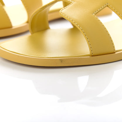Hermes Calfskin Oran Sandals 36 Jaune Citron 3 of 11